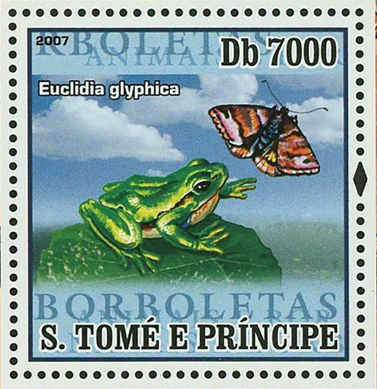 Butterflies Stamp Animals Frogs Snakes Lizards Euclidia Glyphica S/S MNH 