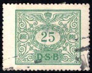 1913 Denmark Revenue 25 Ore DSB Danske Stats Baner Danish State Railways