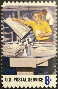 Scott #1493 1973 8¢ Postal Service Employees Mail Canceling MNH OG VF