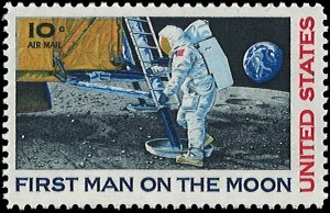 U.S. Scott # C76  1969 10c multi Litho& First Man on the Moon , TAGGED mint-n...