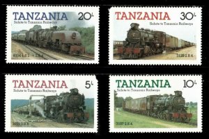 Tanzania 1985 - Salute to Tanzania Railways - Set of 4v - Scott 271-74 - MNH