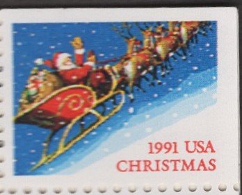 Scott 1991 Christmas Booklet pane of 4 for 2579, 2582a-2585a