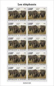 Burundi - 2022 African Bush Elephants - 10 Stamp Sheet - BUR2201008f