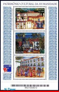 2714 BRAZIL 1999 HISTORICAL AND CULTURAL HERITAGE, CHURCHES, MI# B109, S/S MNH