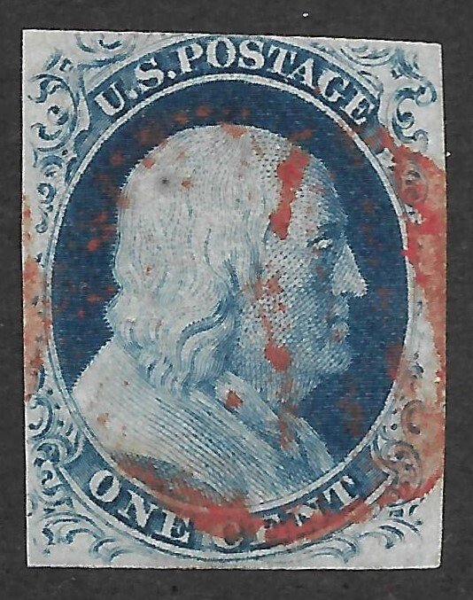 Doyle's_Stamps: Nicely Centered Used 1852 Franklin Imperf Scott #9