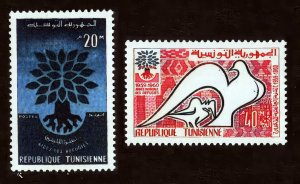 Tunisia 1960 Sc#366/367 DOVES/UPROOTED OAK WORLD REFUGEE YEAR Set (2) MNH