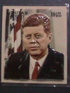 BHUTAN-1972 SC#145 JOHN F. KENNEDY HEAT MOLDED PLASTIC STAMP- MINT VERY FINE