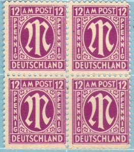 GERMANY #3N8A MNH BLK OF 4 AMG perf11 12pf  1945-46