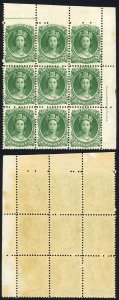 Nova Scotia SG26 8 1/2c Deep Green white paper U/M Block Cat 207 pounds