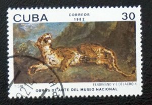 CUBA Sc# 2514 NATIONAL MUSEUM PAINTINGS art 30c Tiger  1982 used cto