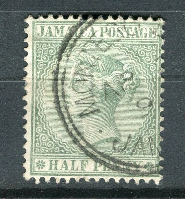 JAMAICA; 1885 early classic Crown CA Wmk. used Shade of 1/2d. value