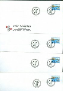 Greenland. 4 FDC Commercial 1986. Sport 2.80 + 50 Ore. Adr: Denmark