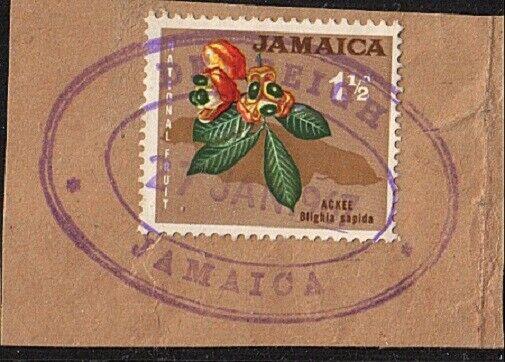 JAMAICA 1966-67 4 Temporary rubber stamps on pieces........................62742