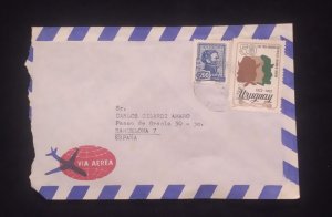 D)1974, URUGUAY, LETTER SENT TO SPAIN, AIR MAIL, WITH 1 STAMP, GENERAL