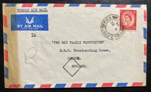 1954 British Field Post Office Hong Kong Airmail Cover To London England