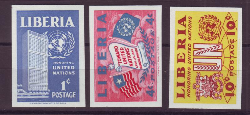 J16898 JLstamps 1953 liberia mnh #338-40 imperfs designs