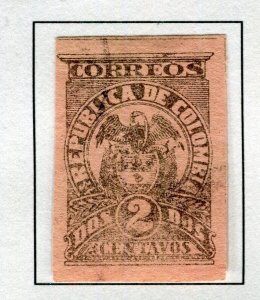 COLOMBIA; 1902 early Coat of Arms issue IMPERF fine used hinged 2c. value