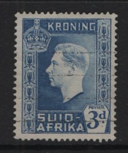 South Africa #77b  used 1937  coronation  .  3d .  single .  Afrikaans