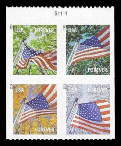 PCBstamps  US #4782/4785e Bk Block  $1.84(4x{46c})Flag/Season, MNH, (4)