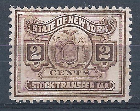 State of New York Stock Transfer Tax 2 Cents Used