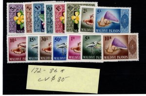 Maldive Islands #172-186 MH Stamp - CAT VALUE $80.00