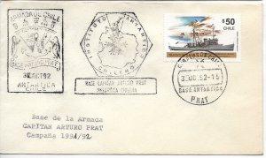 CHILE 1991-1992  ANTARCTIC BASE ARTURO PRAT CHILEAN ANTARCTIC TERRITORY CANCELS