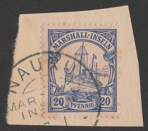 NAURU : 1908 Precursor use of Marshall Is Yacht 20pf .