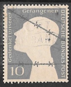 Germany #697 10pf War Prisoner & Barb Wire (1957) Stamp used F-VF