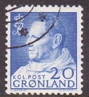 Greenland   #53   used  1963    Frederick  IX   20 ore ultra