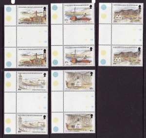 South Georgia-Sc#225-9-unused NH set in gutter pairs-Island