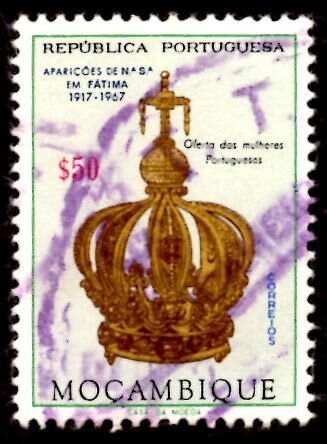 Mozambique 1967 Virgin’s Crown, Virgin Mary, Fatima 50c Scott.480 Used (#1)