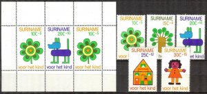 Suriname 1973 Voor Het Kind - For the Child set of 5 + S/S MNH