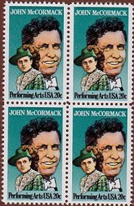 1984 John McCormack Film Producer Block of 4 Postage Stamps, Sc#2090, MNH, OG