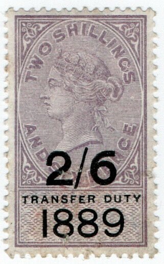 (I.B) QV Revenue : Transfer Duty 2/6d (1889)