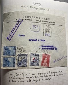 1928 Istanbul Turkey German Bank Commercial Cover To Düsseldorf Germany