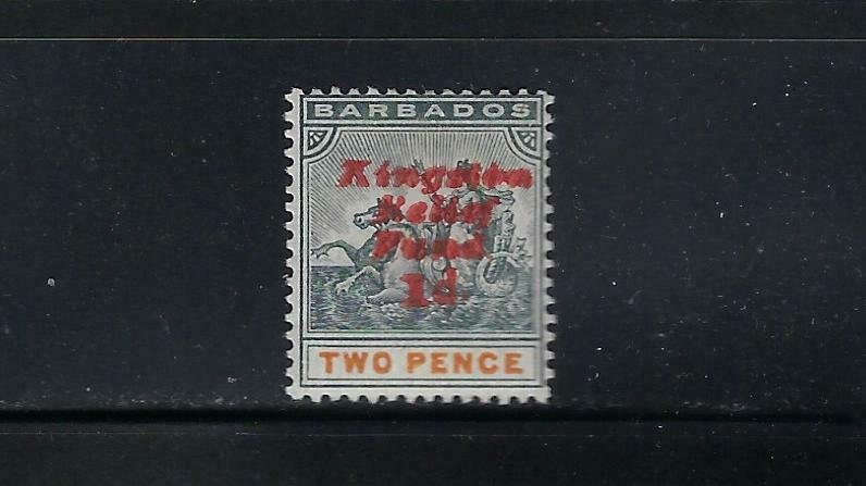 BARBADOS SCOTT #B1d 1907 SEMI-POSTAL DOUBLE SURCHARGE  - MINT LIGHT HINGED