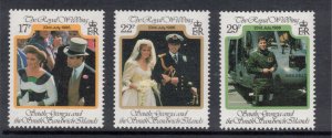 SOUTH GEORGIA 1986 Royal Wedding; Scott 106-08, SG 158-60; MNH