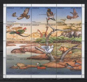 Angola #955  (1996 Fauna sheet of twelve) VFMNH CV $10.00 