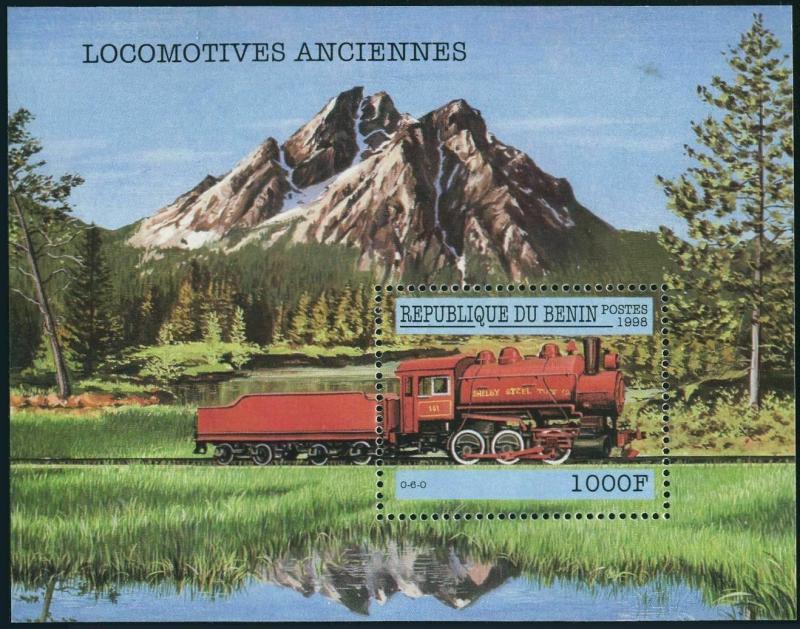 Benin 1079,MNH. Early locomotives,1998.Shelby Steel 0-6-0.