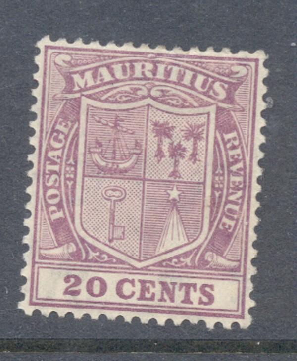 Mauritius Sc  178 1925 20c Coat of Arms stamp mint