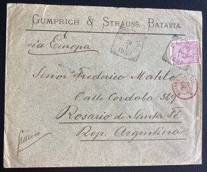 1897 Batavia Netherlands Indies Commercial Cover To Rosario Argentina