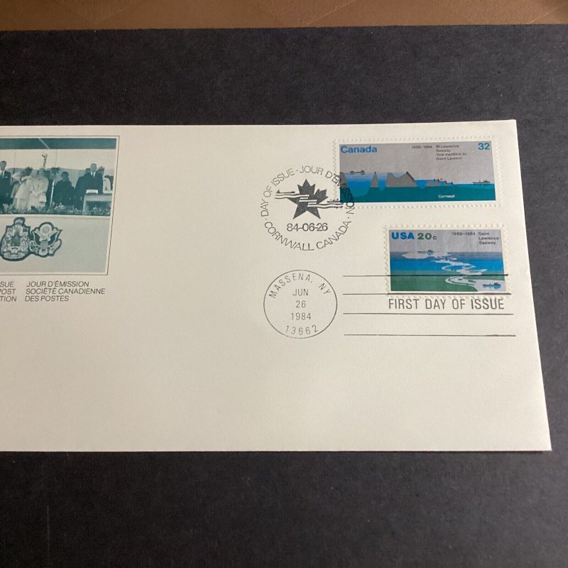 Canada First Day Cover St Lawrence Seaway  6/26/84 Cornwall 32 cent stamp