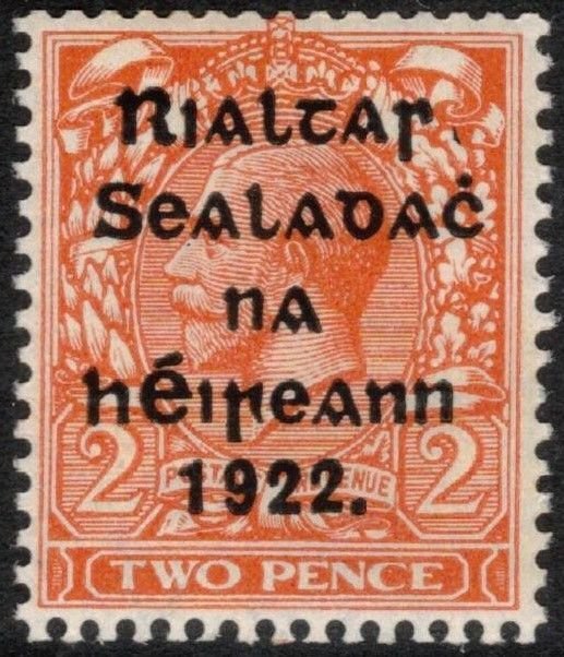 IRELAND 1922 2d Orange, Die II;  Harrison Overprint; Scott 22a; SG 29a; MNH