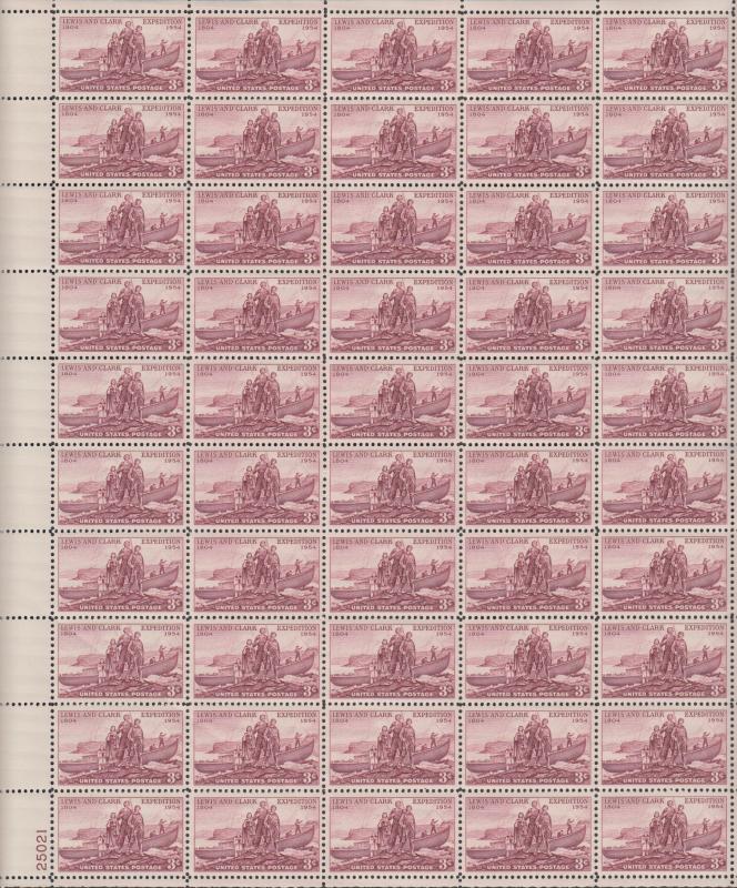 US #1063   Lewis & Clark   Full sheet of 50  MNH