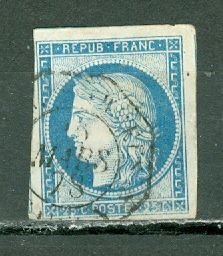 FRANCE 1849 #CERES #6 CANCELLATION NO THINS...$30.00