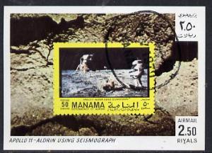 Manama 1970 Space Flight imperf m/sheet showing Apollo 11...