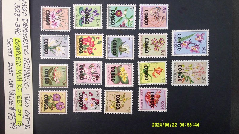 Congo Dem. Rep. 1960 OVPTS. Scott# 323-340 complete MNH XF set of 18