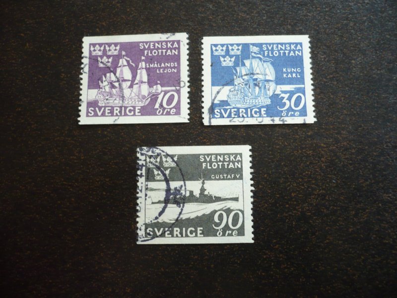 Stamps - Sweden - Scott# 351,353,355 - Used Part Set of 3 Stamps