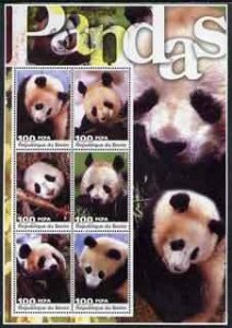 BENIN - 2003 - Pandas  - Perf 6v Sheet - MNH - Private Issue