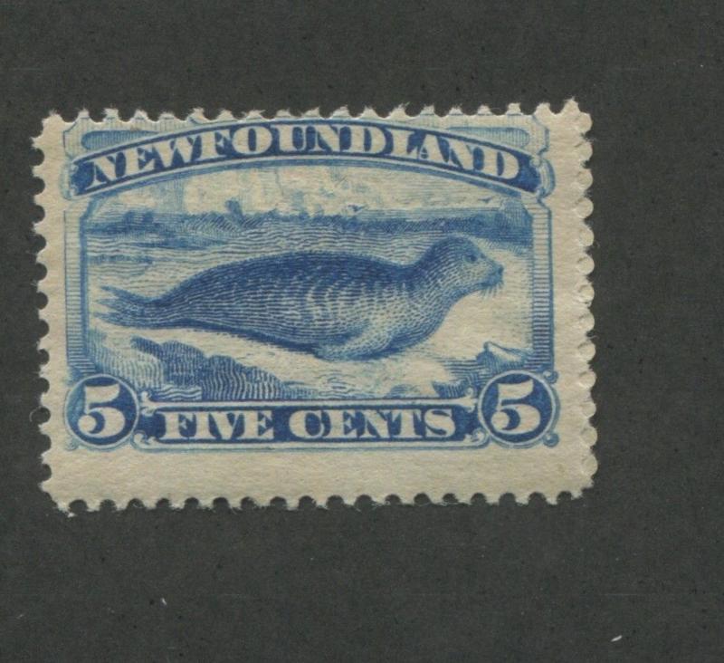 1887 Newfoundland Stamp #54 5c Mint Hinged Average Original Gum 